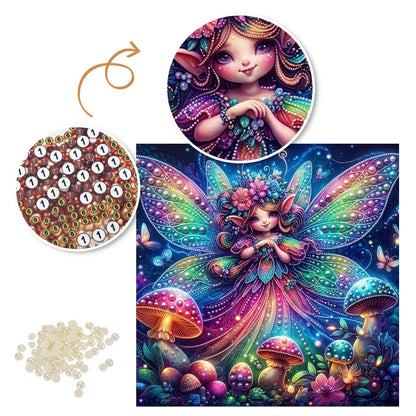 Neon-Winged Toadstool Fairy pearl painting – image 6