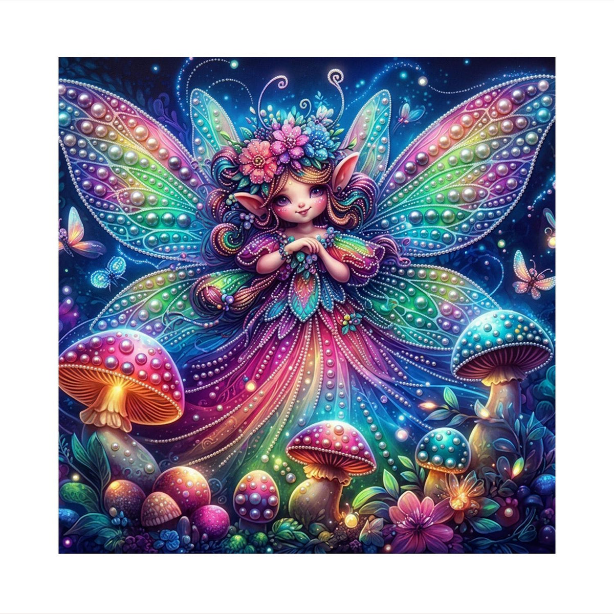Neon-Winged Toadstool Fairy pearl painting – image 11