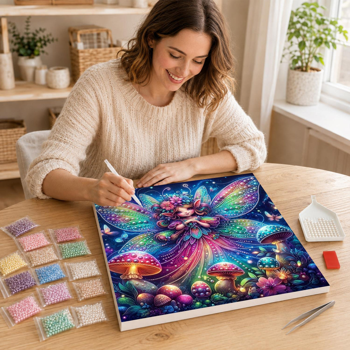 Neon-Winged Toadstool Fairy pearl painting – image 16