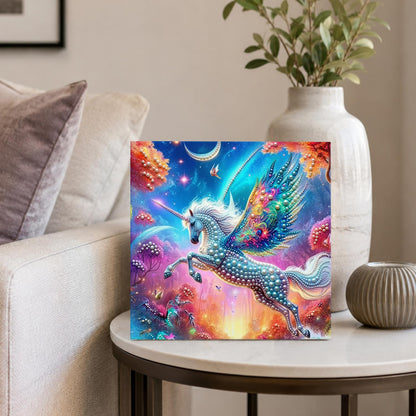 Crescent Moon Winged Unicorn pearl painting – image 4
