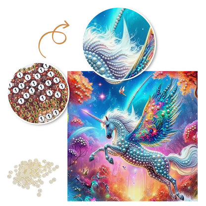 Crescent Moon Winged Unicorn pearl painting – image 6