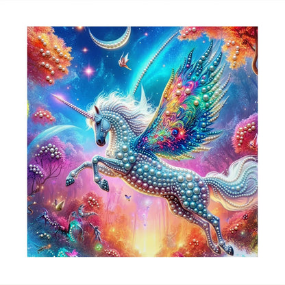 Crescent Moon Winged Unicorn pearl painting – image 11