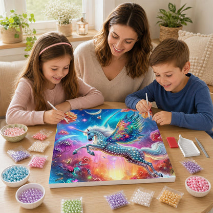 Crescent Moon Winged Unicorn pearl painting – image 15