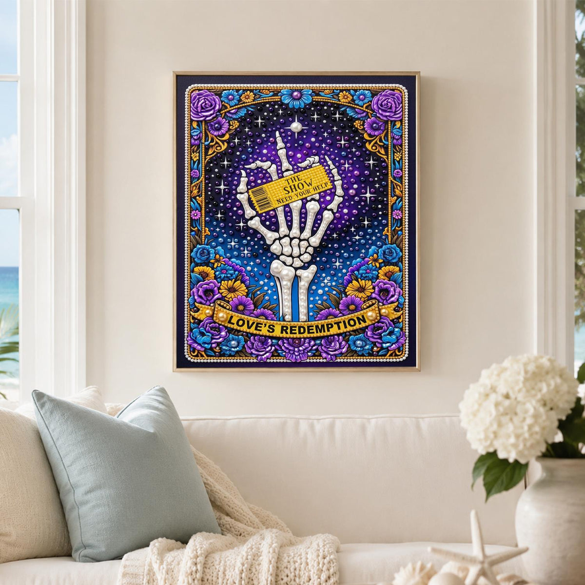Skeleton Hand Tarot Card pearl painting – image 3