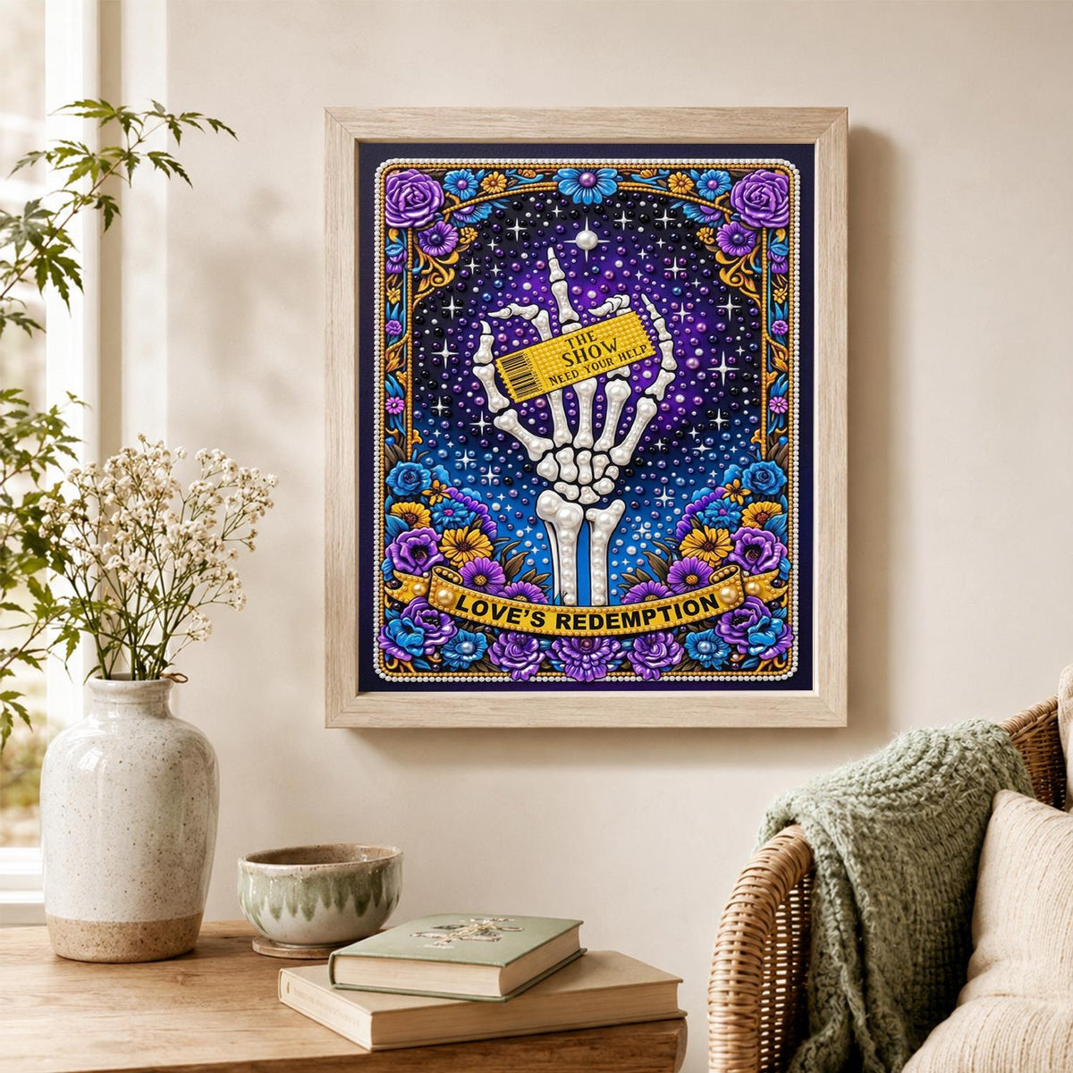 Skeleton Hand Tarot Card pearl painting – image 4