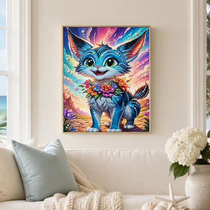 Big-Eared Kitten in Bloom pearl painting – image 3