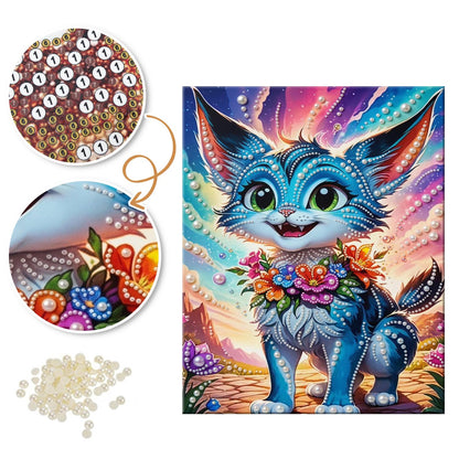 Big-Eared Kitten in Bloom pearl painting – image 6