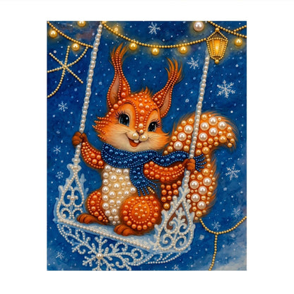 Squirrel on a Snowflake Swing pearl painting – image 11