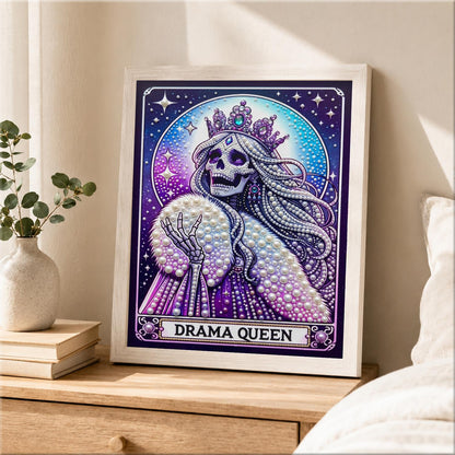 Crowned Skeleton Drama Queen pearl painting – image 2