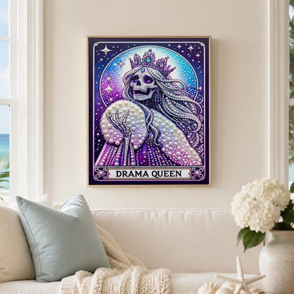 Crowned Skeleton Drama Queen pearl painting – image 3