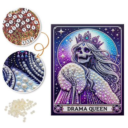 Crowned Skeleton Drama Queen pearl painting – image 6