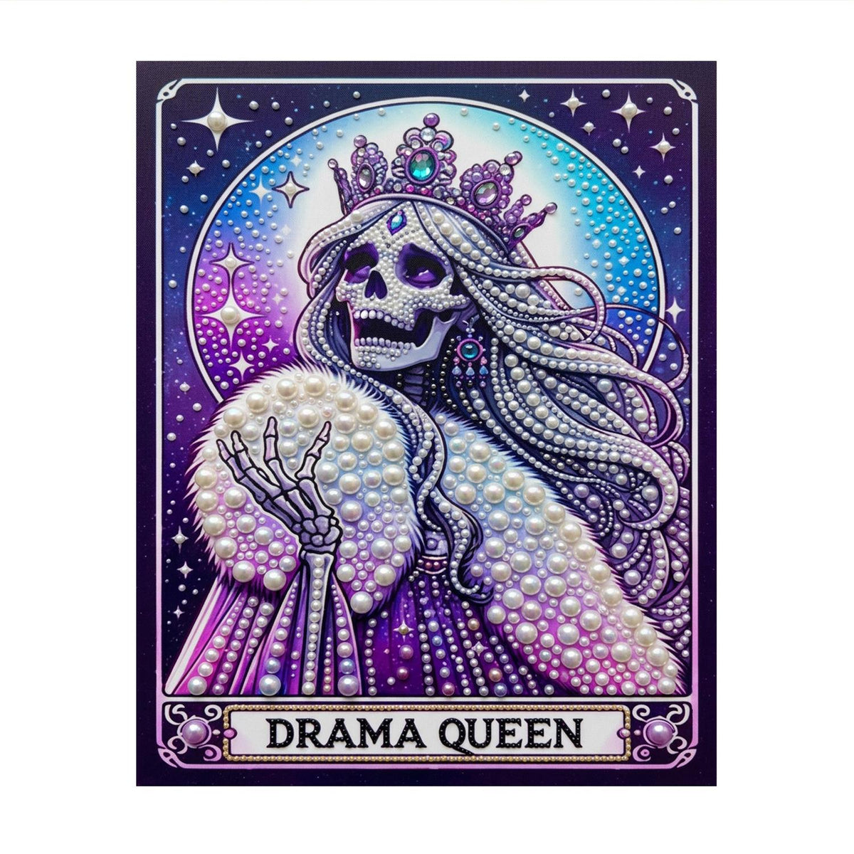 Crowned Skeleton Drama Queen pearl painting – image 11