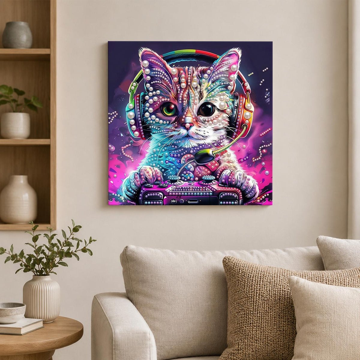 Headset Gamer Kitten pearl painting – image 2