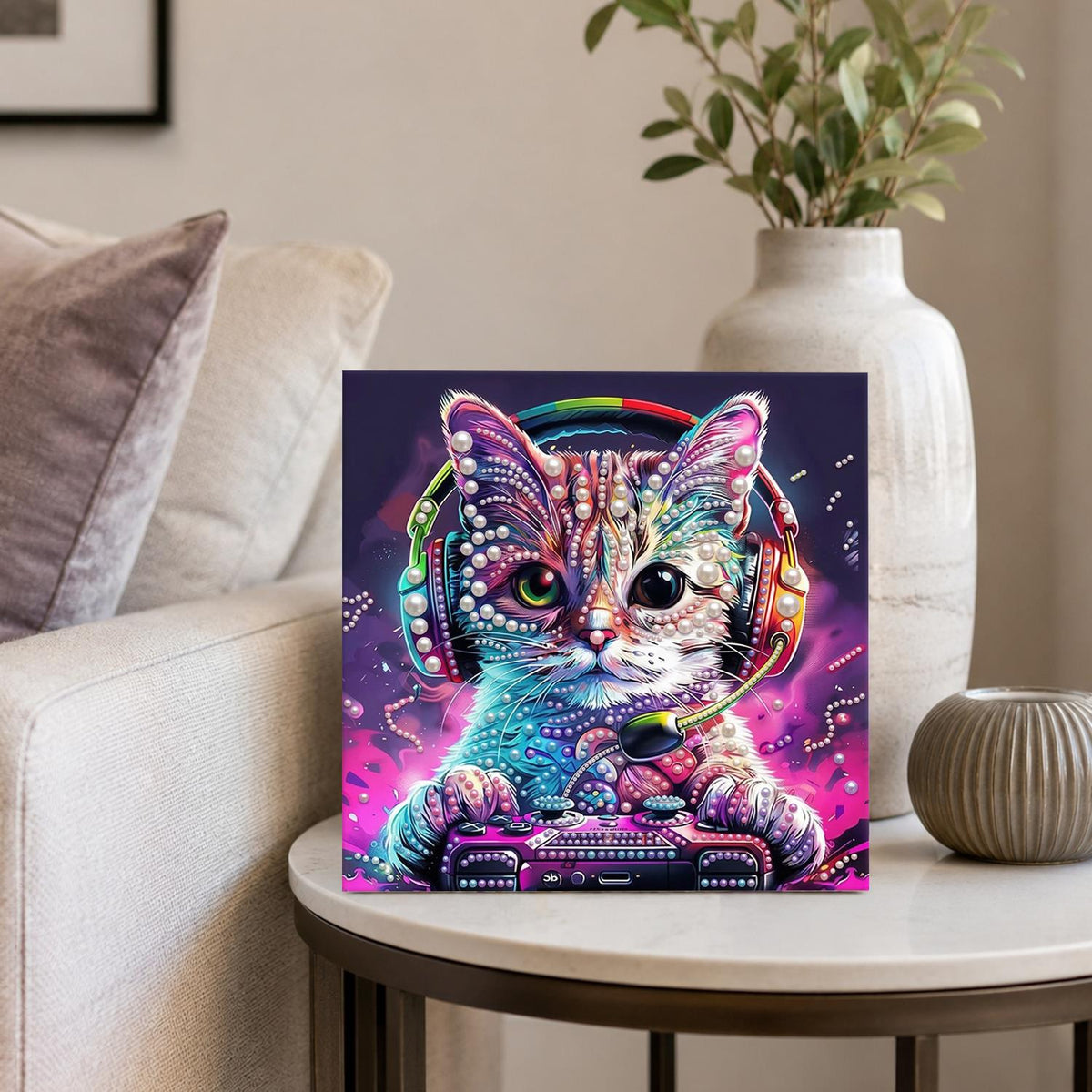 Headset Gamer Kitten pearl painting – image 4
