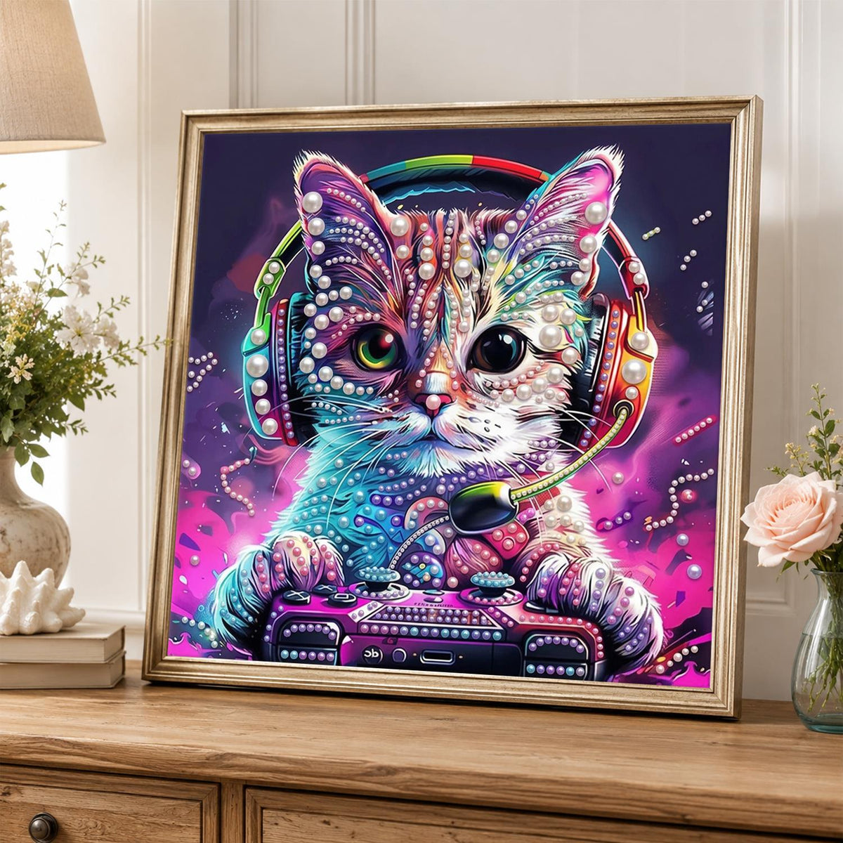 Headset Gamer Kitten pearl painting – image 5