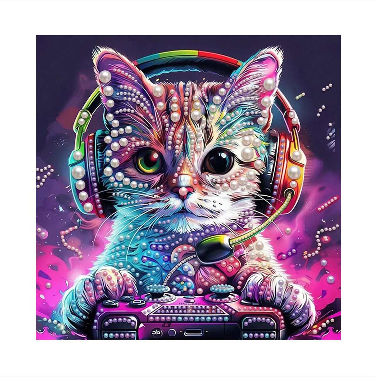 Headset Gamer Kitten pearl painting – image 11
