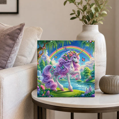 Lilac Unicorn by the Waterfall pearl painting – image 4
