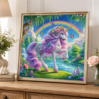 Lilac Unicorn by the Waterfall pearl painting – image 5