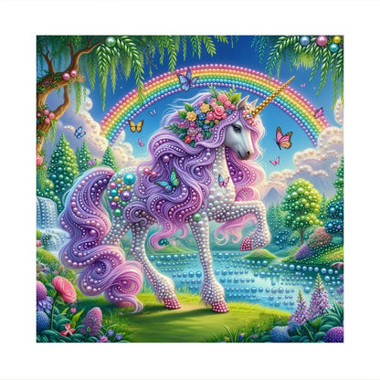 Lilac Unicorn by the Waterfall pearl painting – image 11