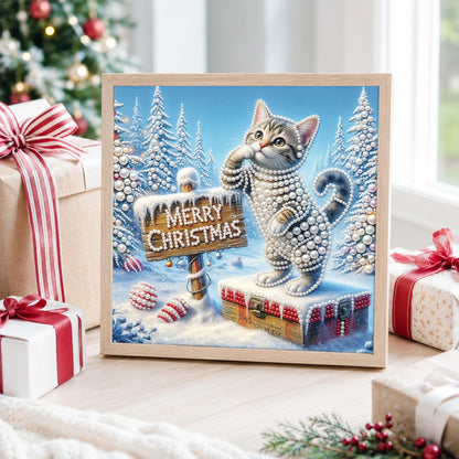 Tabby Kitten at the Wooden Sign pearl painting – image 4