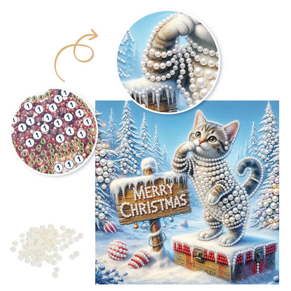 Tabby Kitten at the Wooden Sign pearl painting – image 6