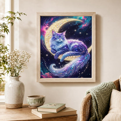 Cat Lounging on the Moon pearl painting – image 4