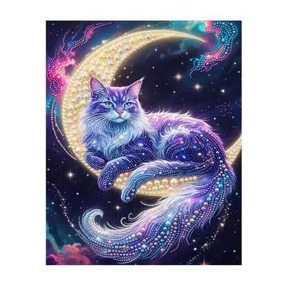 Cat Lounging on the Moon pearl painting – image 11