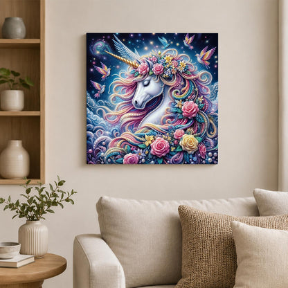Hummingbird Rose Unicorn pearl painting – image 2