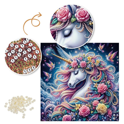 Hummingbird Rose Unicorn pearl painting – image 6