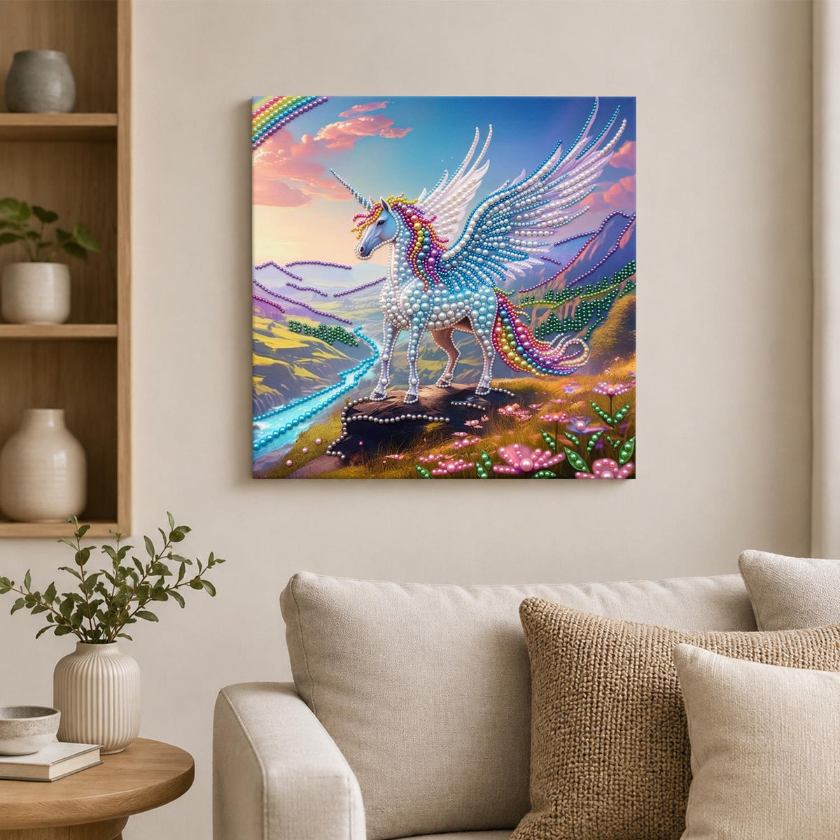Winged Unicorn on the Ridge pearl painting – image 2