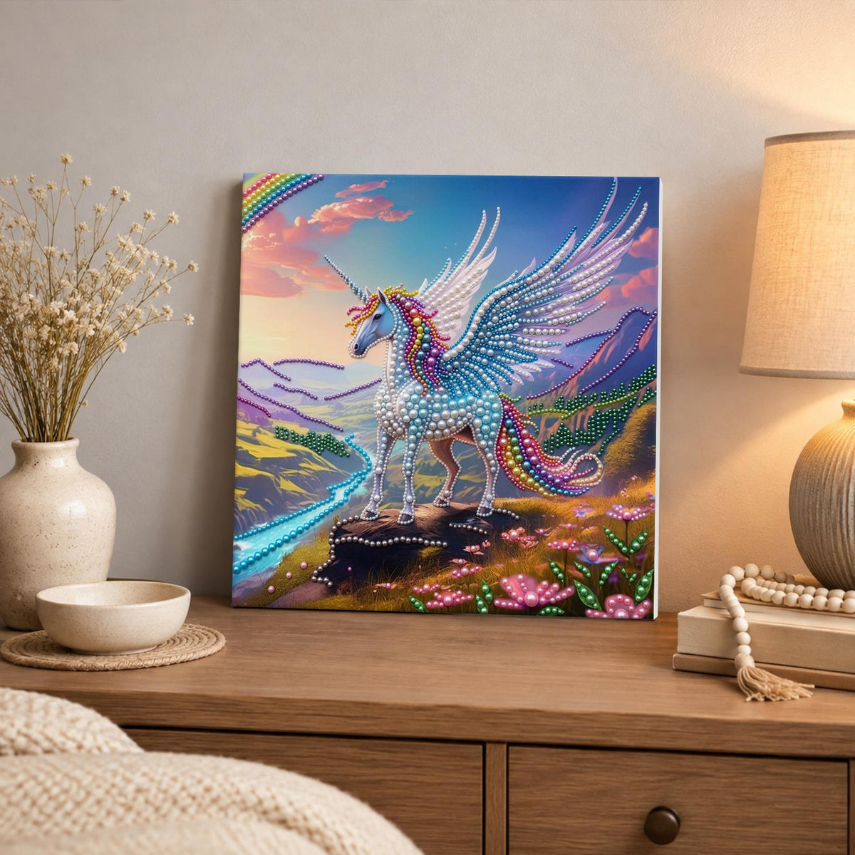 Winged Unicorn on the Ridge pearl painting – image 3
