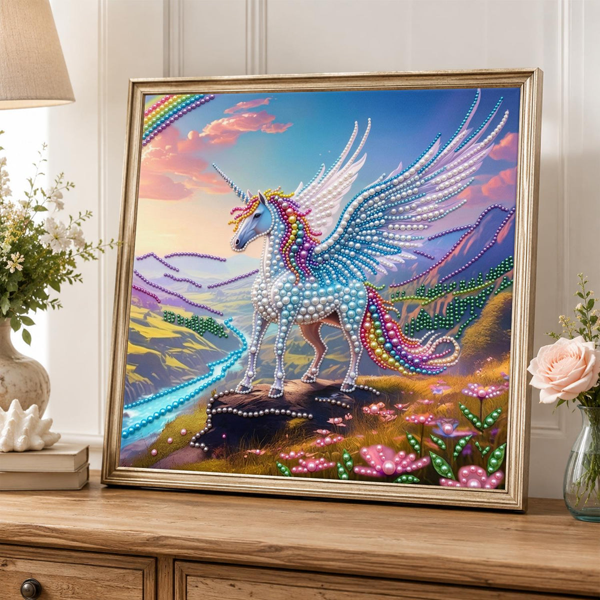 Winged Unicorn on the Ridge pearl painting – image 5