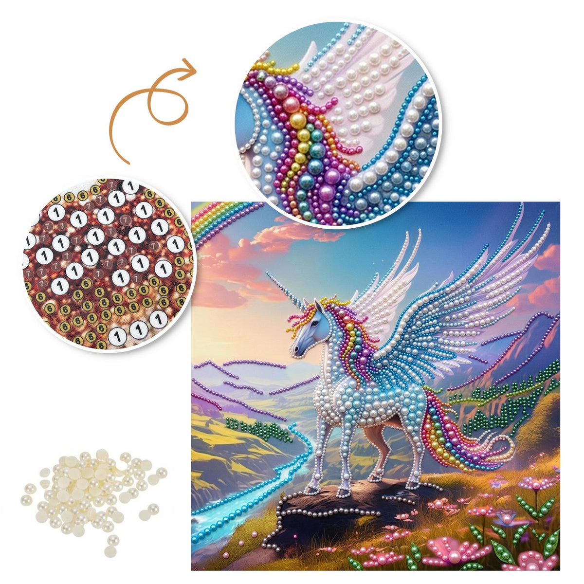 Winged Unicorn on the Ridge pearl painting – image 6
