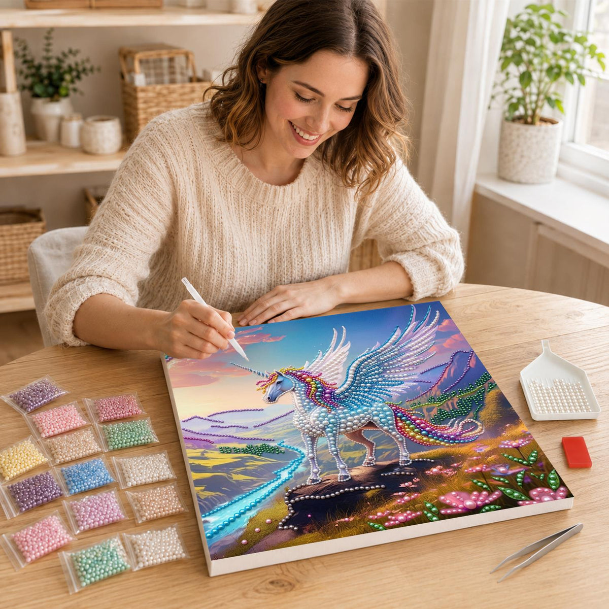 Winged Unicorn on the Ridge pearl painting – image 16