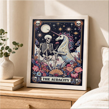 Midnight Skeleton Unicorn Tarot pearl painting – image 2