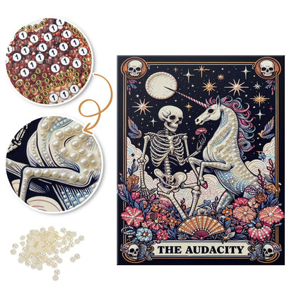 Midnight Skeleton Unicorn Tarot pearl painting – image 6