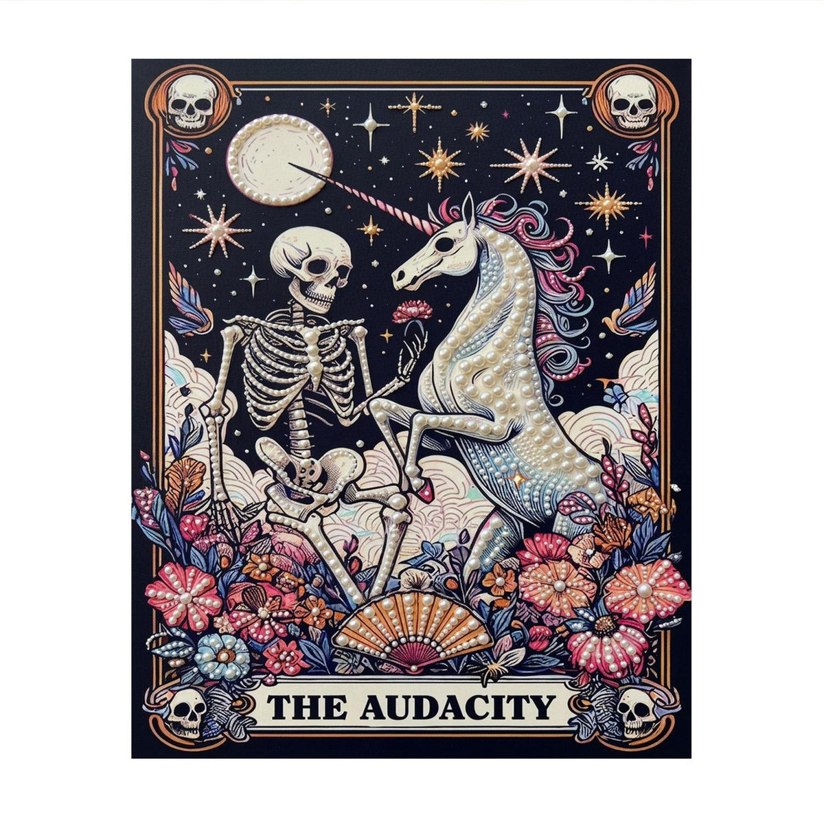 Midnight Skeleton Unicorn Tarot pearl painting – image 11