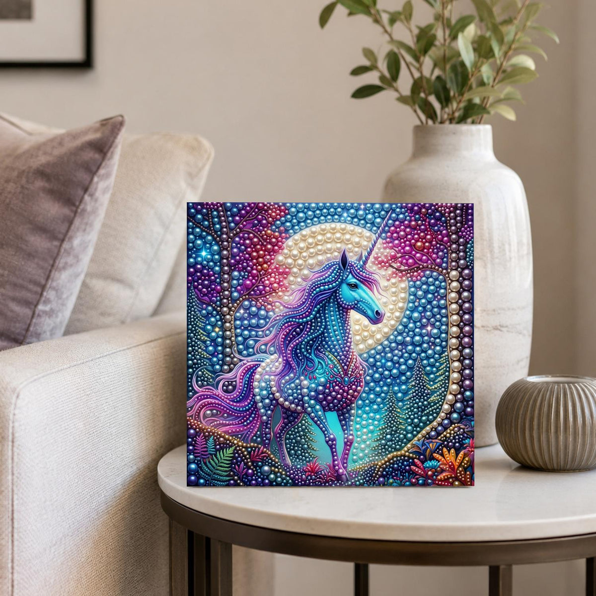 Violet-Maned Unicorn Moonrise pearl painting – image 4