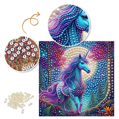 Violet-Maned Unicorn Moonrise pearl painting – image 6