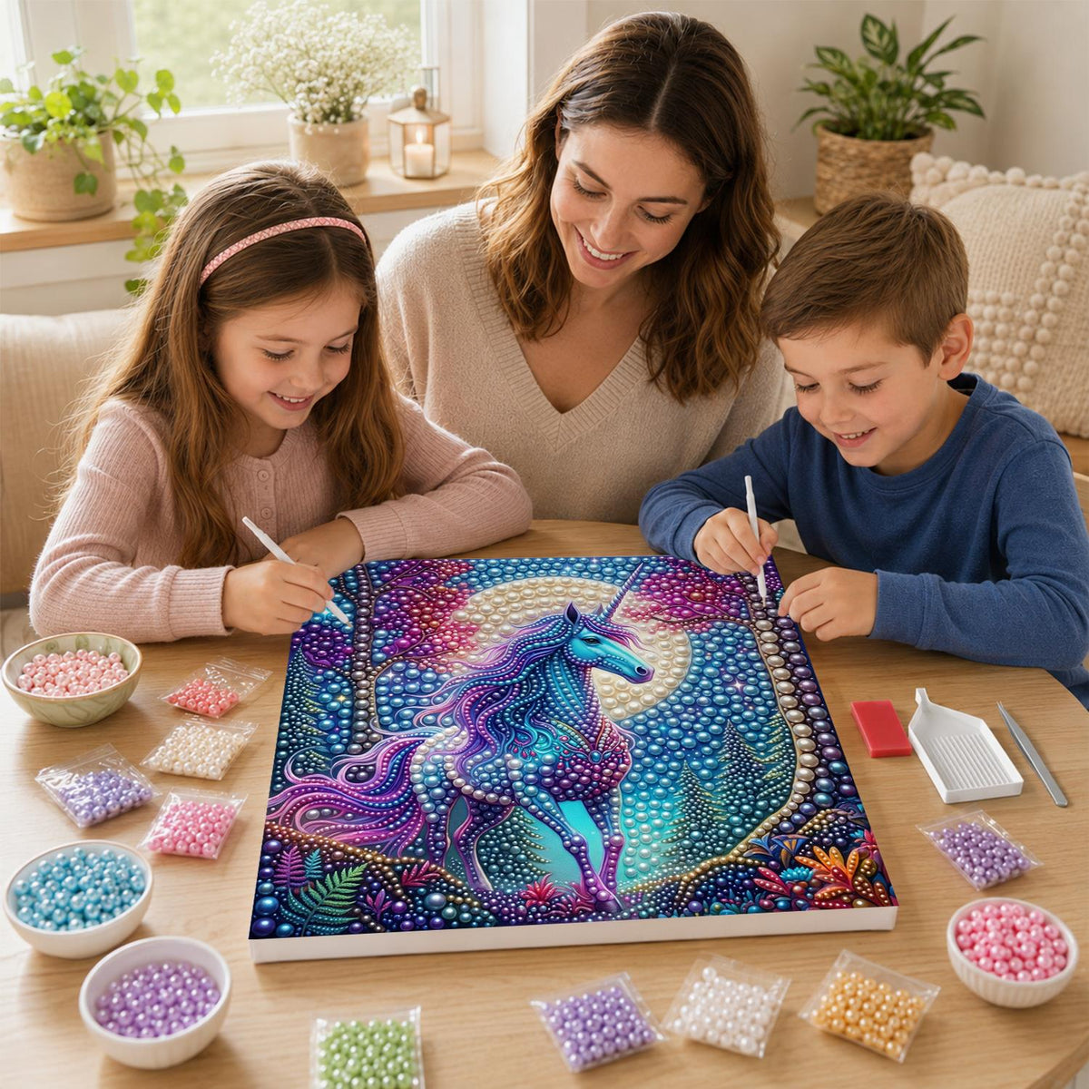 Violet-Maned Unicorn Moonrise pearl painting – image 15