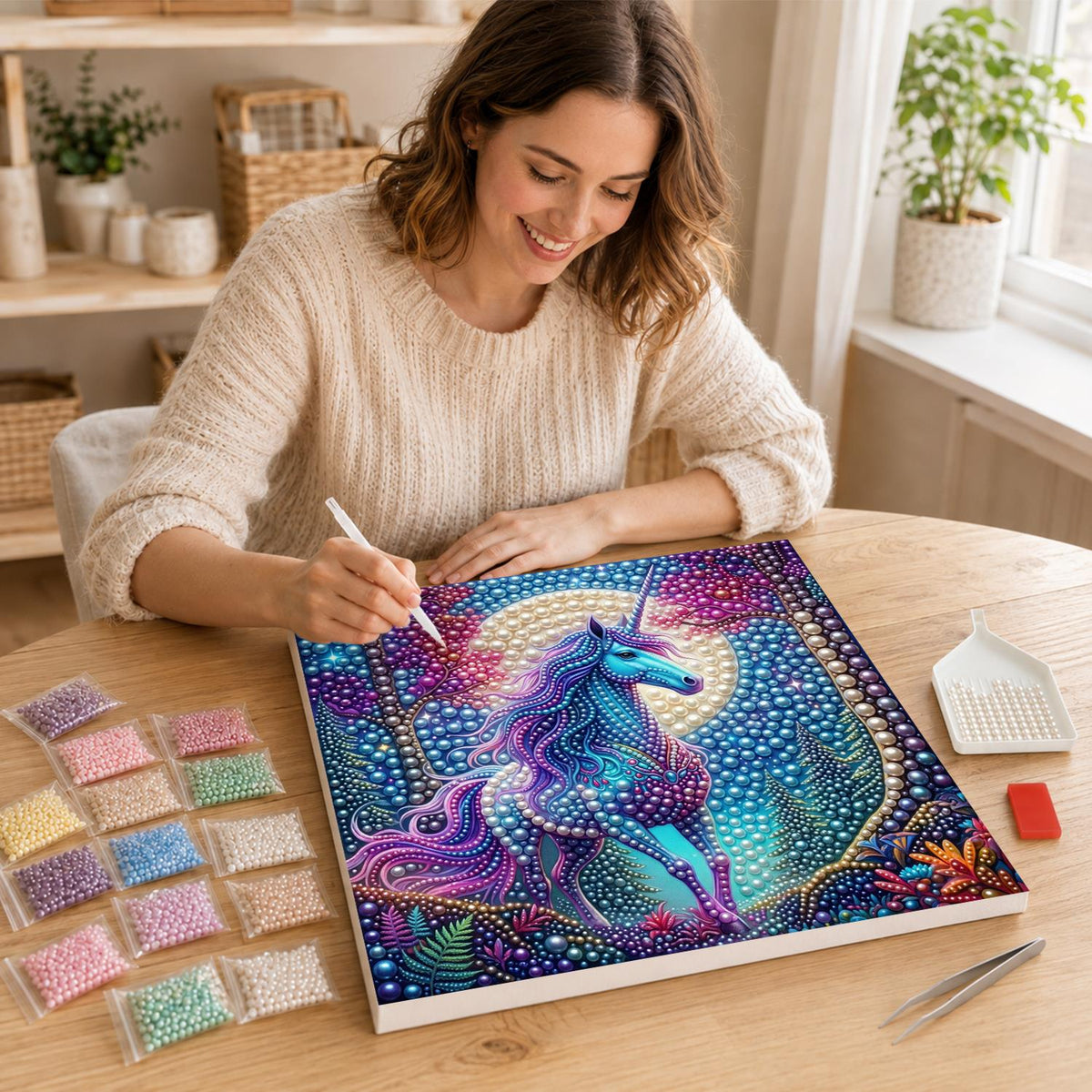 Violet-Maned Unicorn Moonrise pearl painting – image 16