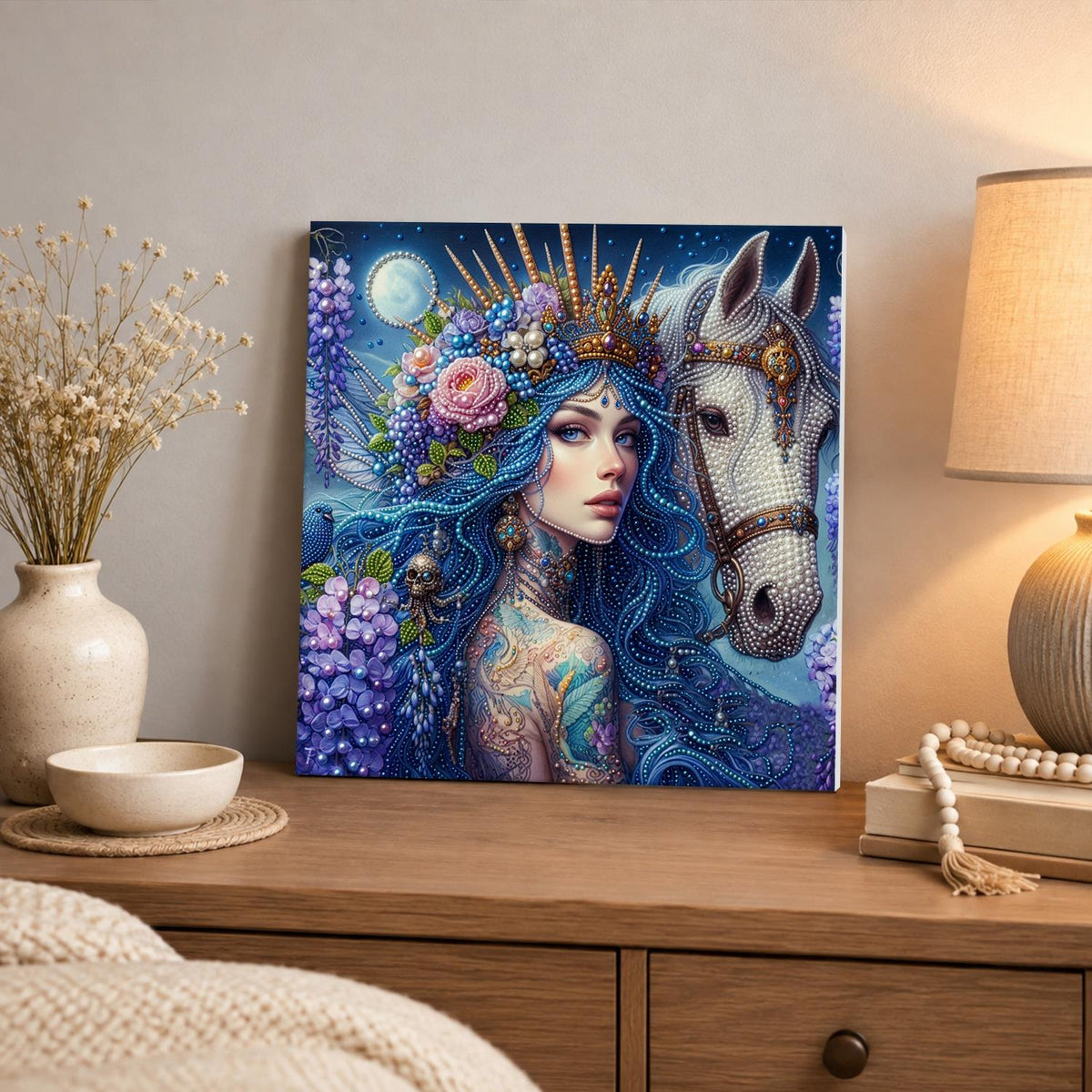 Wisteria Queen and White Steed pearl painting – image 3