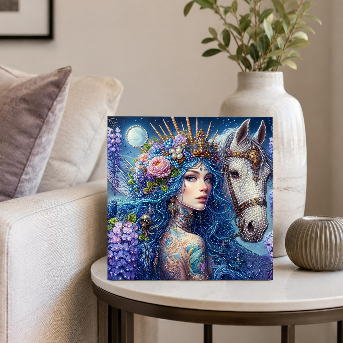 Wisteria Queen and White Steed pearl painting – image 4