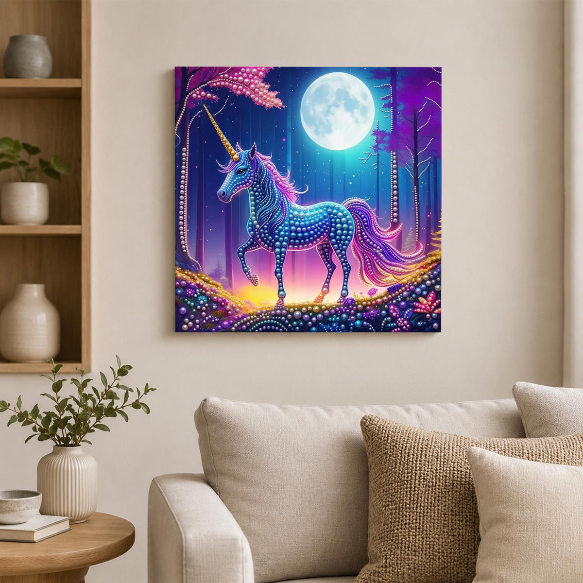 Unicorn in the Violet Forest pearl painting – image 2