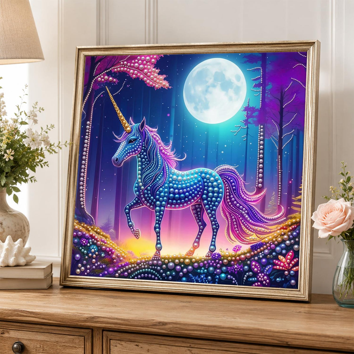 Unicorn in the Violet Forest pearl painting – image 5