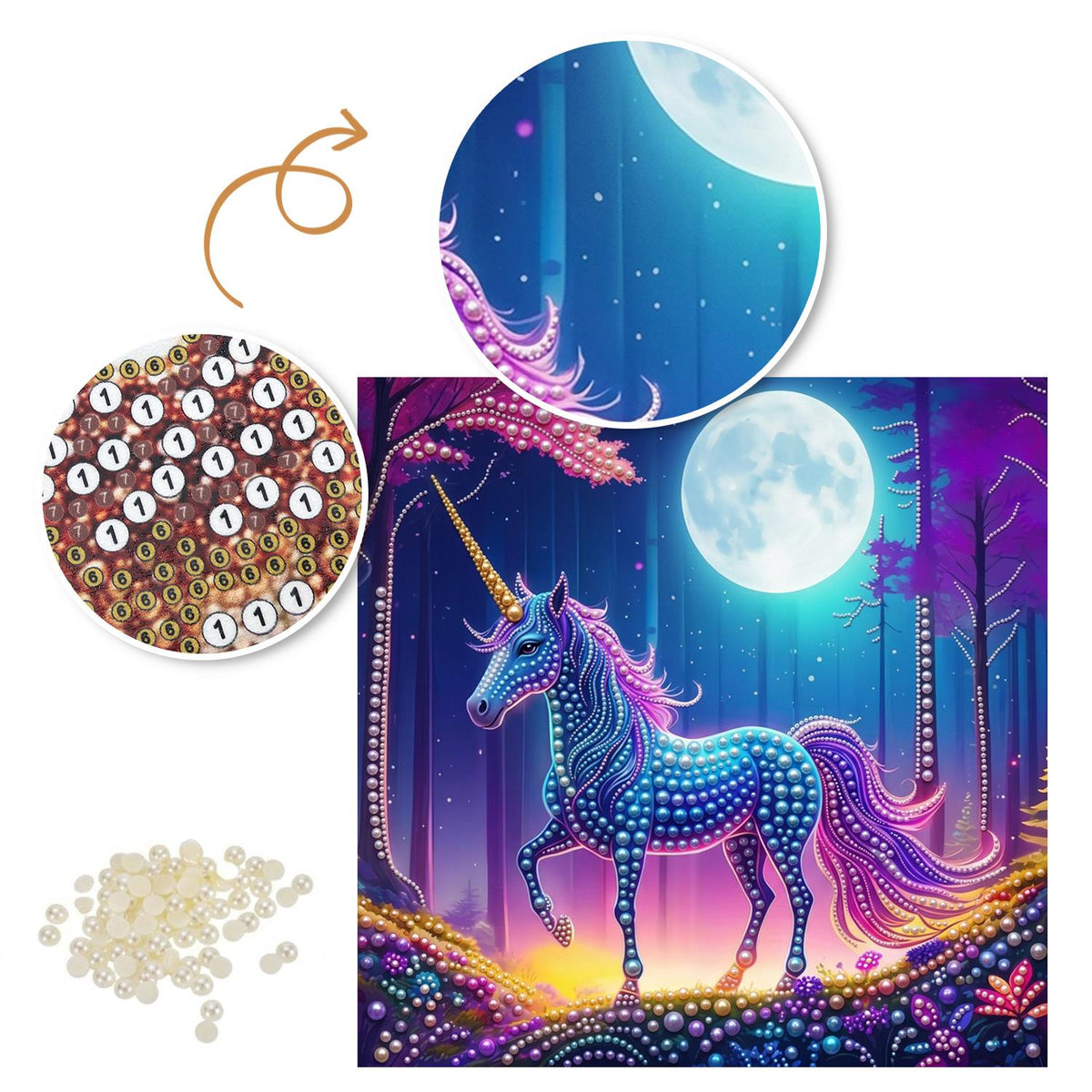 Unicorn in the Violet Forest pearl painting – image 6