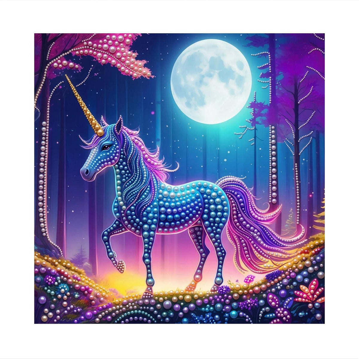 Unicorn in the Violet Forest pearl painting – image 11