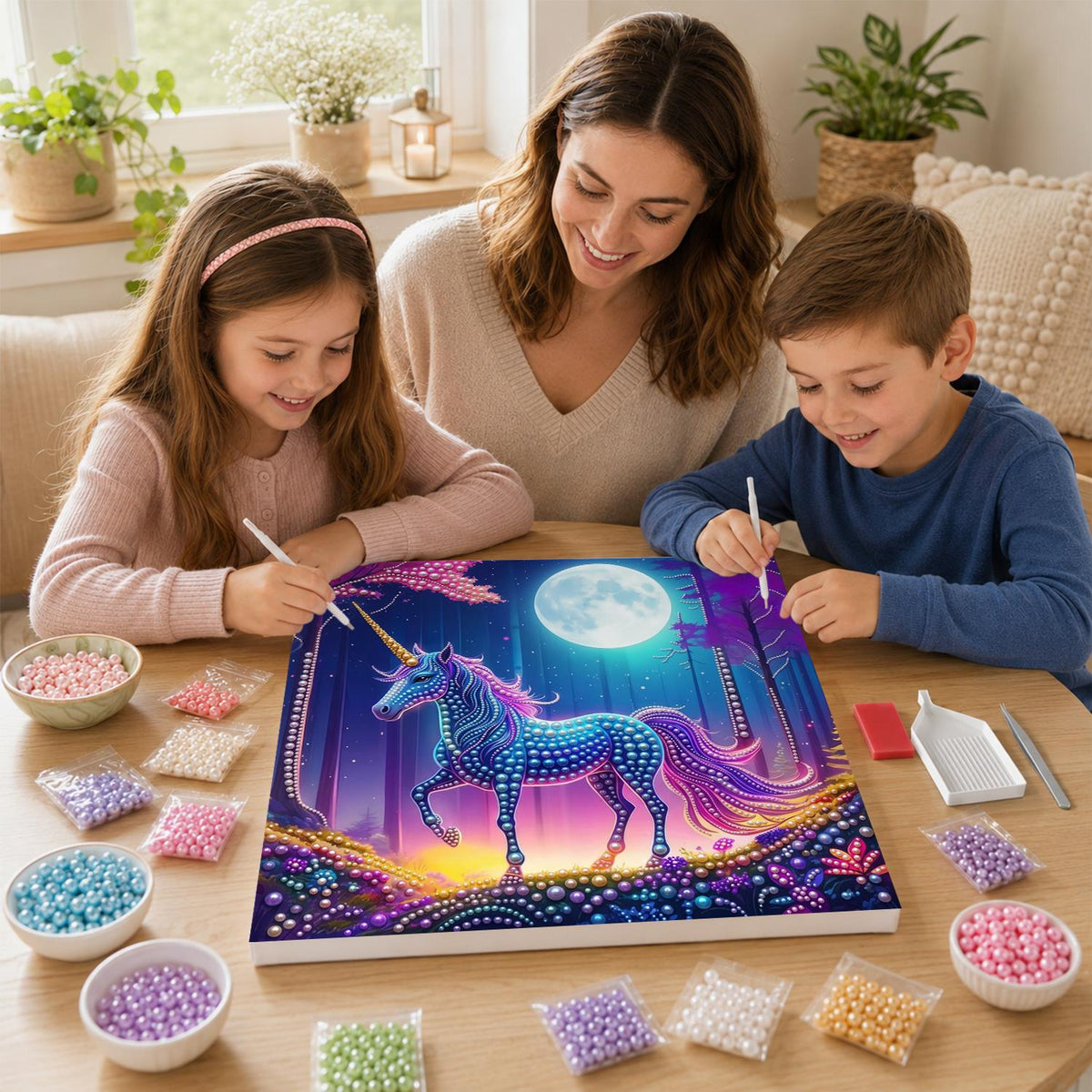 Unicorn in the Violet Forest pearl painting – image 15