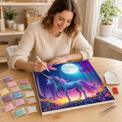 Unicorn in the Violet Forest pearl painting – image 16