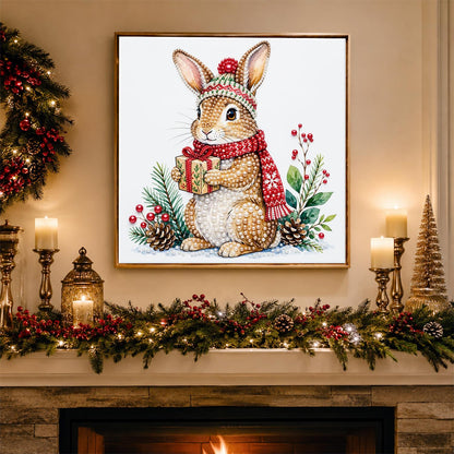 Bunny with a Wrapped Gift pearl painting – image 3